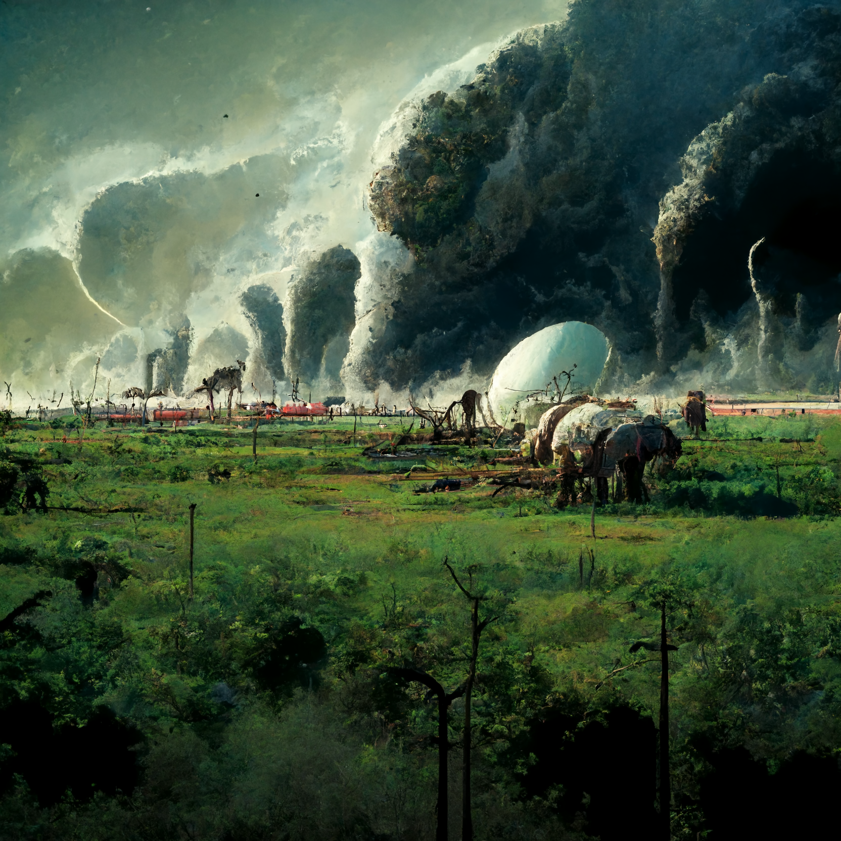 quietly grazing the machine animal